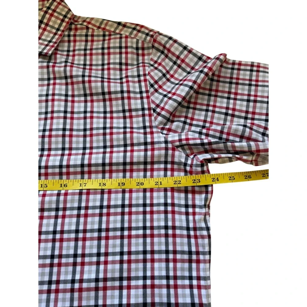 Banana Republic Mens Red Black Plaid Button Down Shirt L Camden Fit Non-Iron
